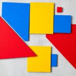 Abstract shapes and vibrant colors on a canvas.