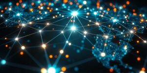 AI network connecting to global power structures.