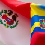 Flags of Peru and Ecuador with Czech flag.