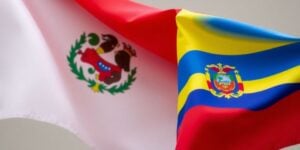 Flags of Peru and Ecuador with Czech flag.