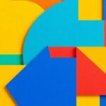 Bright abstract shapes and lines.
