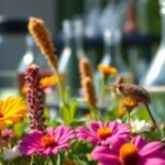 Vibrant Australian flora and fauna surrounding scientific equipment.