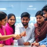 Young Bangladeshi researchers collaborating.