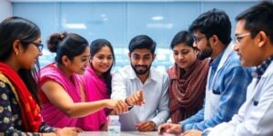 Young Bangladeshi researchers collaborating.