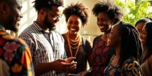 African storytellers collaborating.