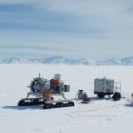 Snowy landscape with research equipment