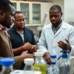 Researchers collaborating on a project.