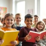 Children learning in a bright, sunny classroom.