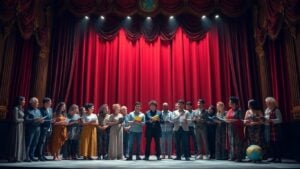 Playwrights from around the world gathered on theater stage.