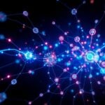 Abstract medical research and personalized medicine visualization.