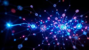 Abstract medical research and personalized medicine visualization.