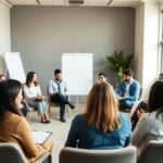 Business leaders in group facilitation training session